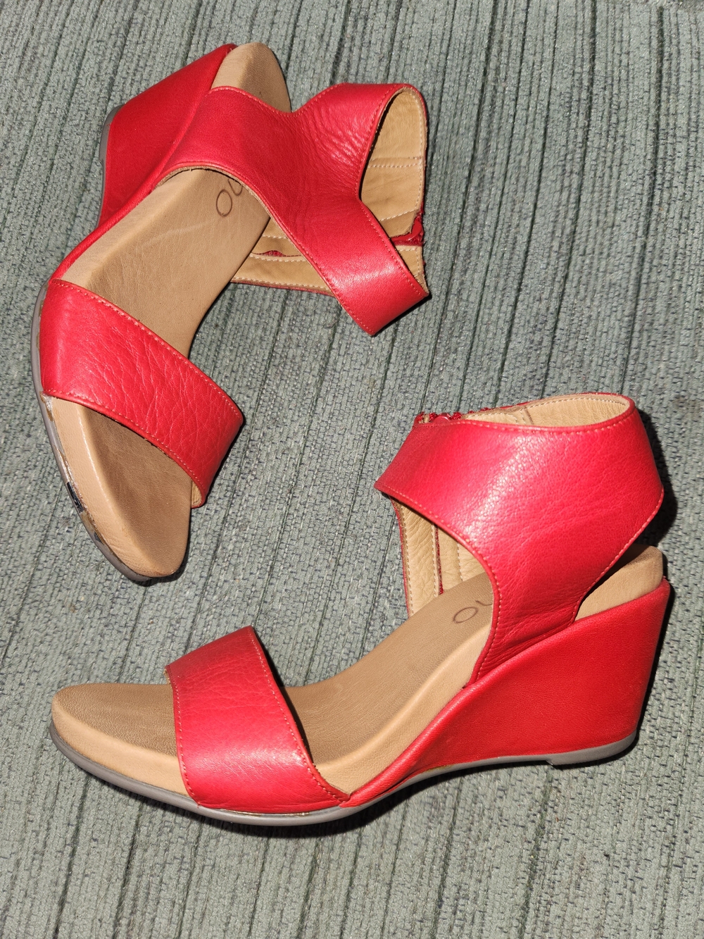 🍉Bueno Red Leather Wedge Sandals